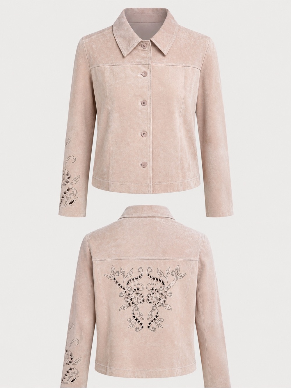 Coldwater Creek Blush Pink Suede Button-Front Jacket